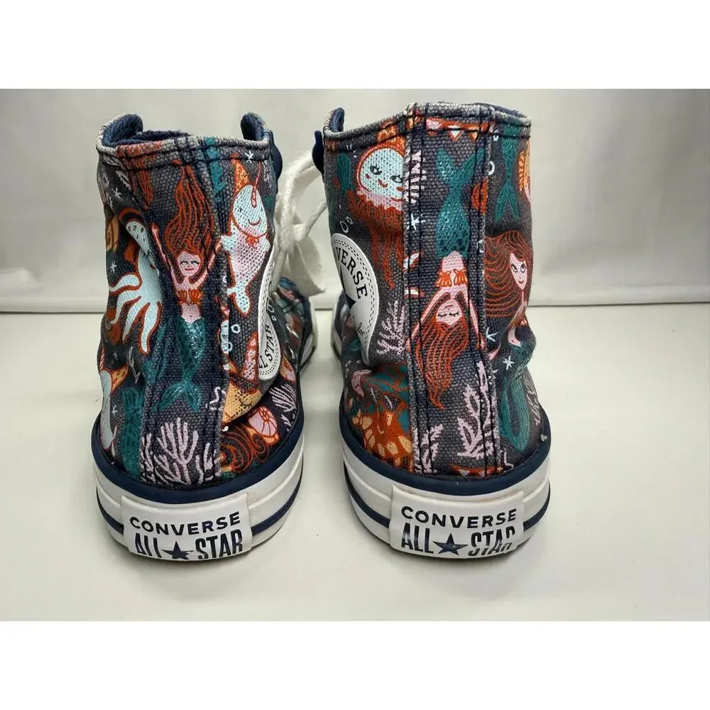 Converse Chuck Taylor All Star Shoes Youth‎ Size 12 High Top Mermaid Print Navy